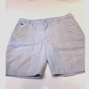 Lacoste Sport Mens Grey Plaid Golf Shorts Size 34 Performance Activewear‎